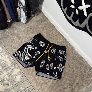 MNML Black Paisley Athletic Shorts